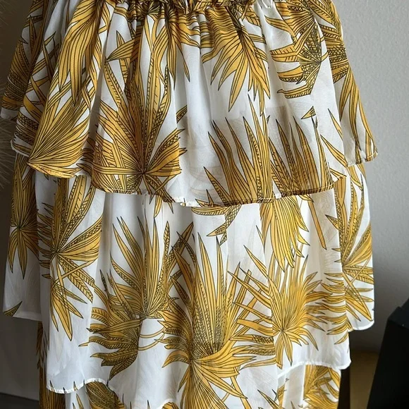 Shopbop yellow floral tiered ruffle midi dress - Picture 7 of 15